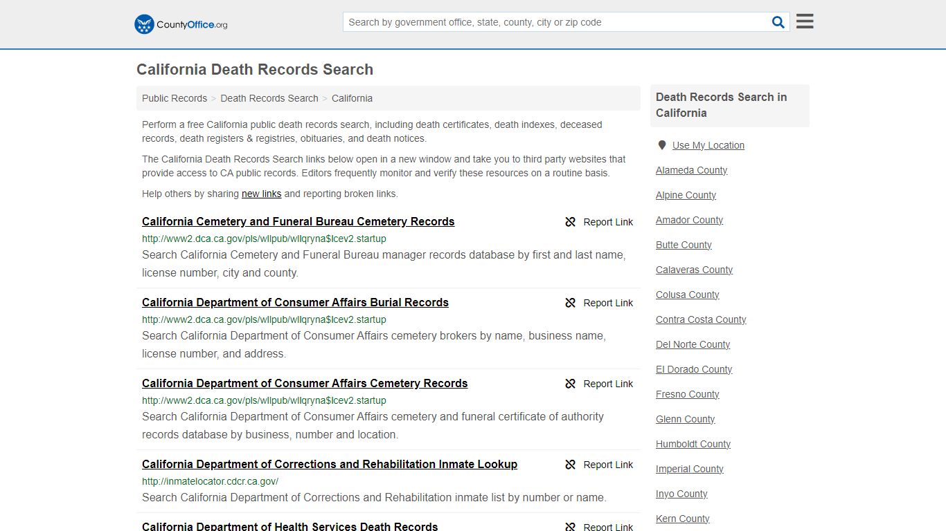 Death Records Search - California (Death Certificates & Indexes)